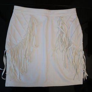 white LEATHER SKIRT